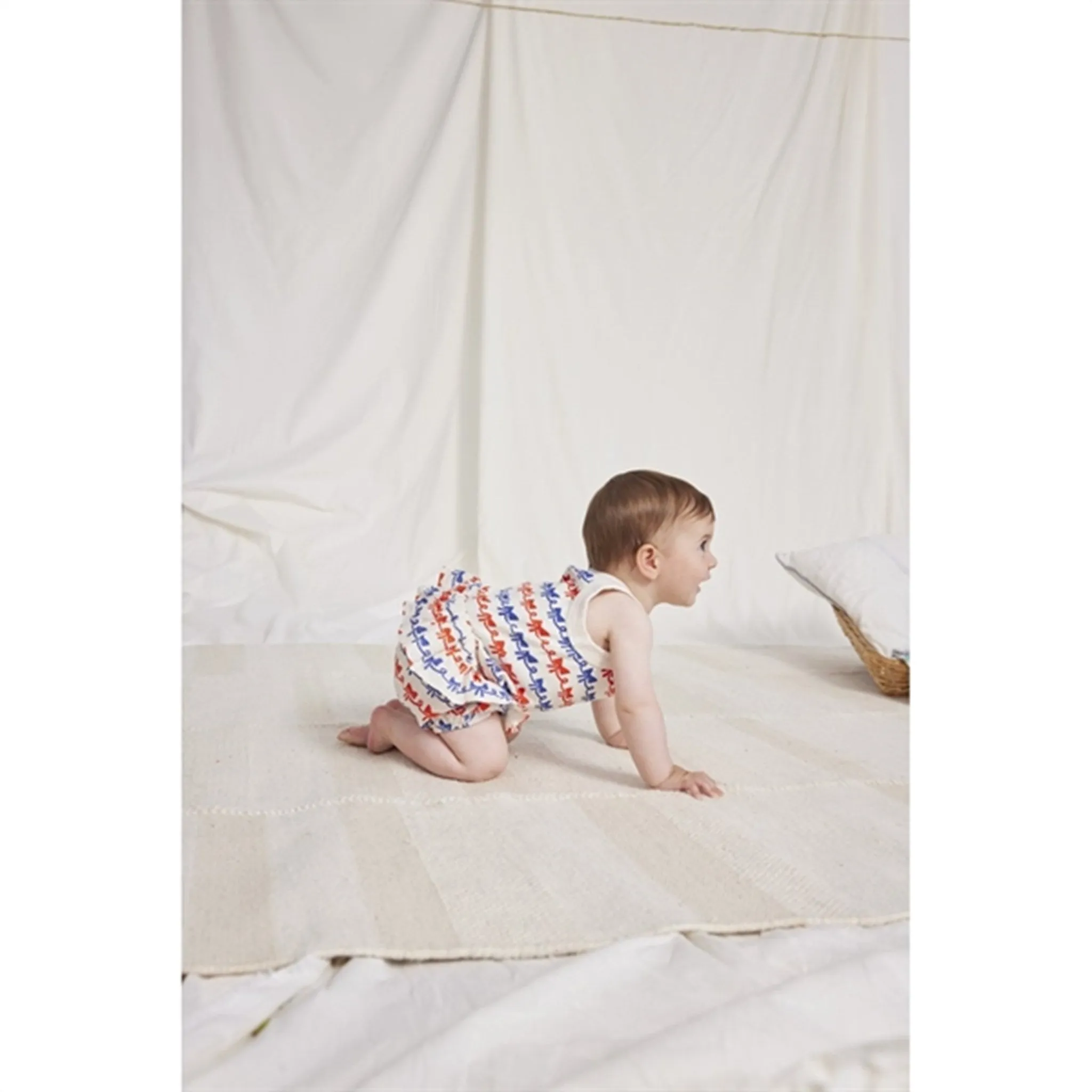 Bobo Choses Baby Ribbon Bow All Over Ruffle Woven Bloomer Offwhite