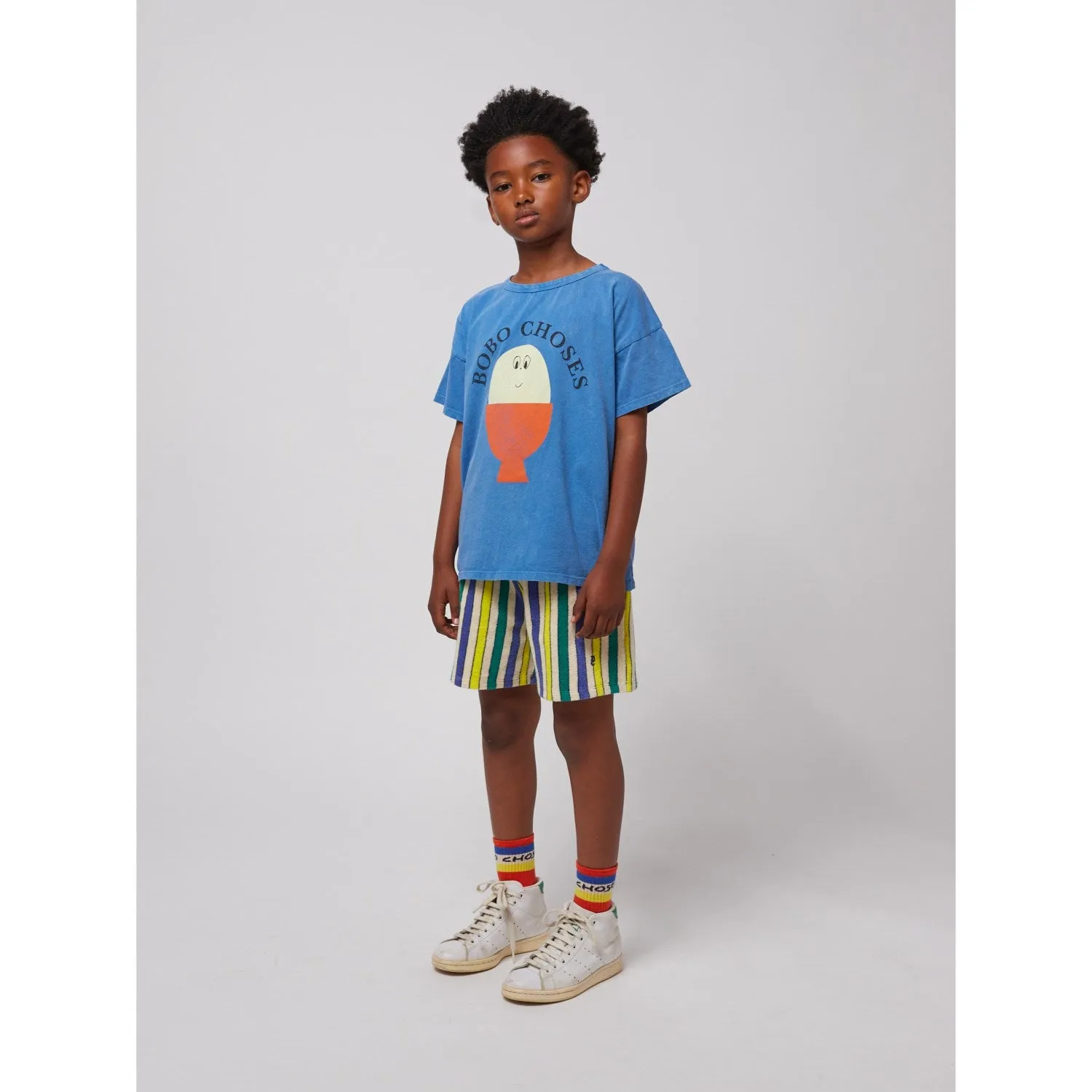 Bobo Choses Offwhite Multicolor Stripes Terry Cloth Bermuda Shorts