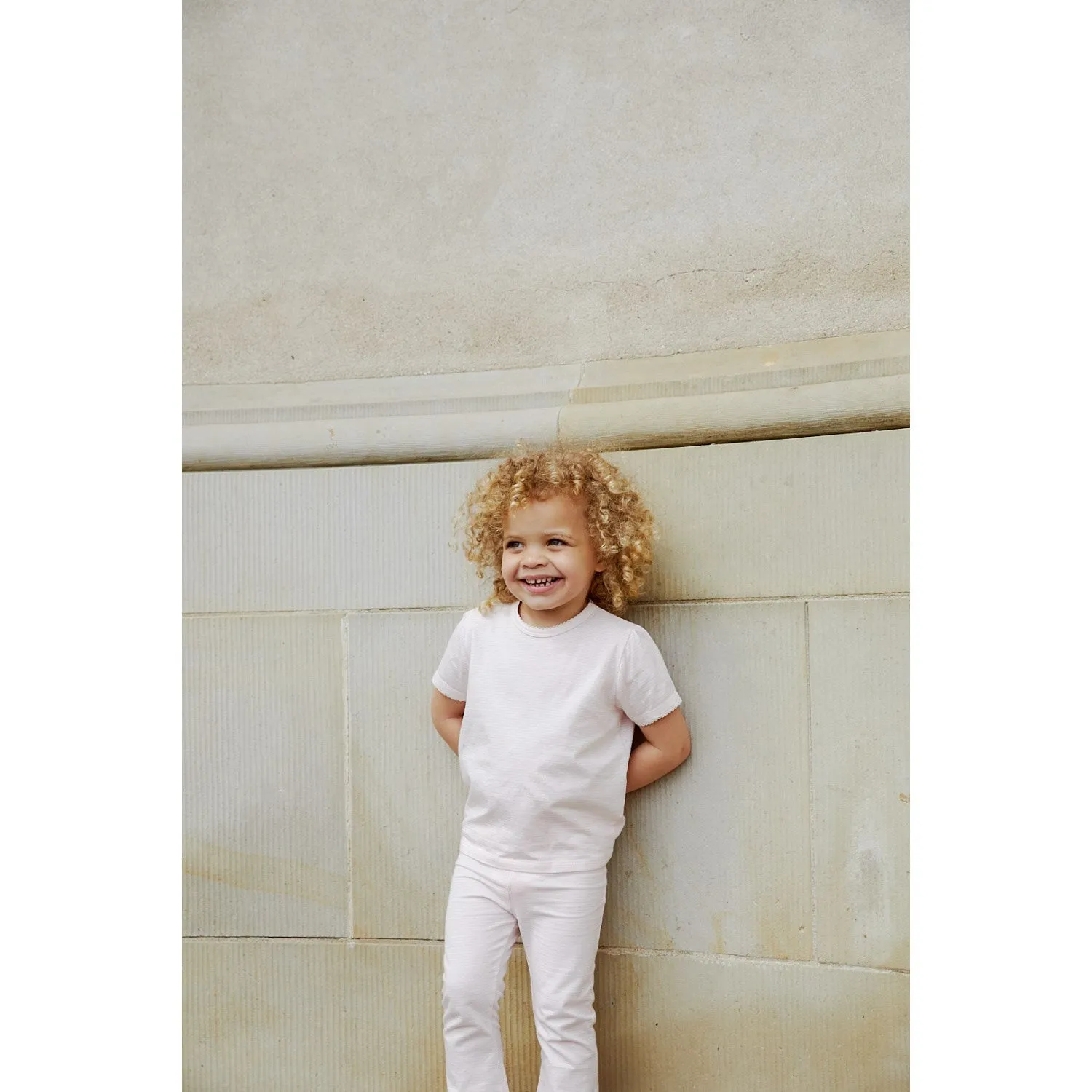 COPENHAGEN COLORS Ballerina/Cream Stripe Striped Flare Pants