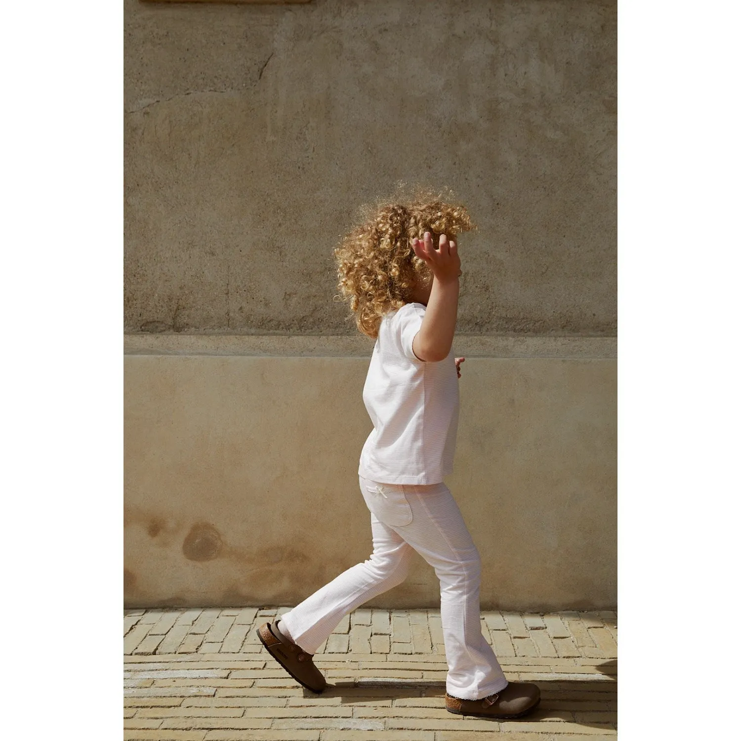 COPENHAGEN COLORS Ballerina/Cream Stripe Striped Flare Pants