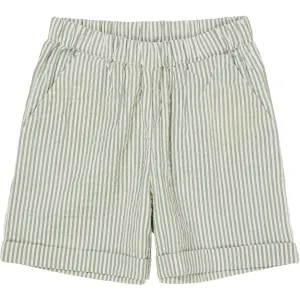 COPENHAGEN COLORS Green W Cream Stripe Seersucker Shorts Sporty