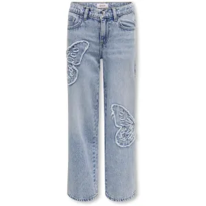 kids ONLY Light Blue Denim Butterflies Jenna Butterfly Wide Jeans Denim