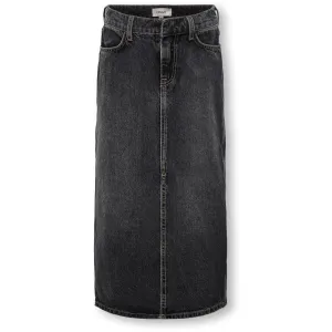 kids ONLY Washed Black Cilla Long Slit Skirt Denim