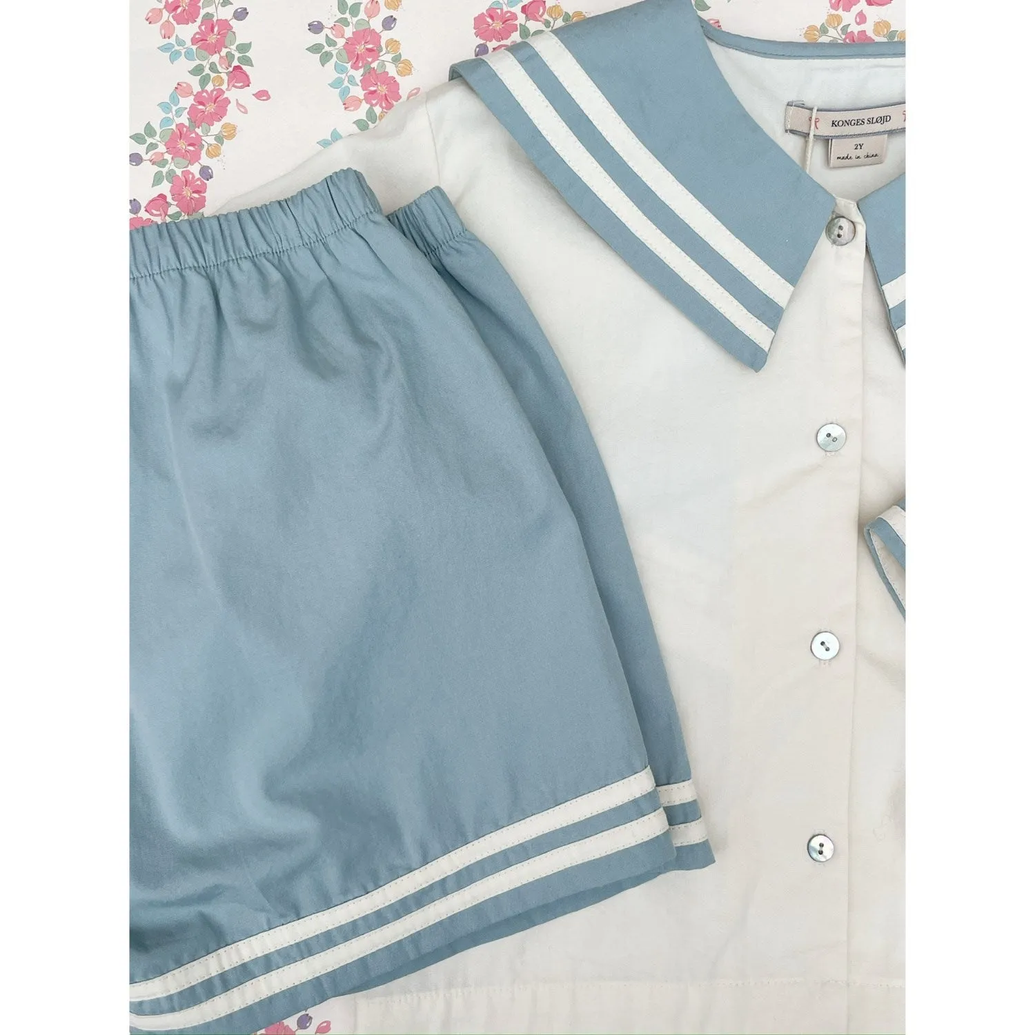 Konges Sljd Ashley Blue Celebration Sailor Shorts GOTS