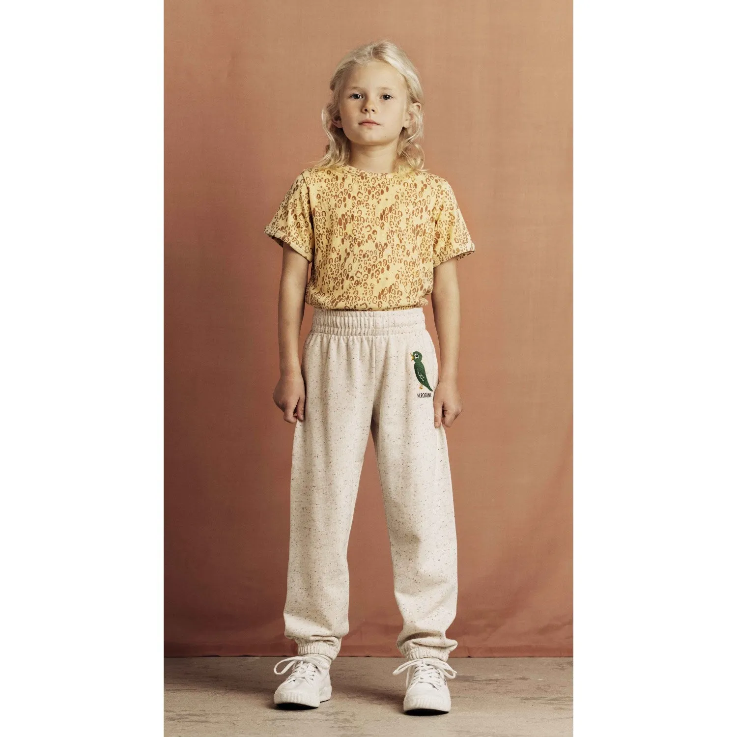 Mini Rodini Offwhite Bird Emb Neps Sweatpants