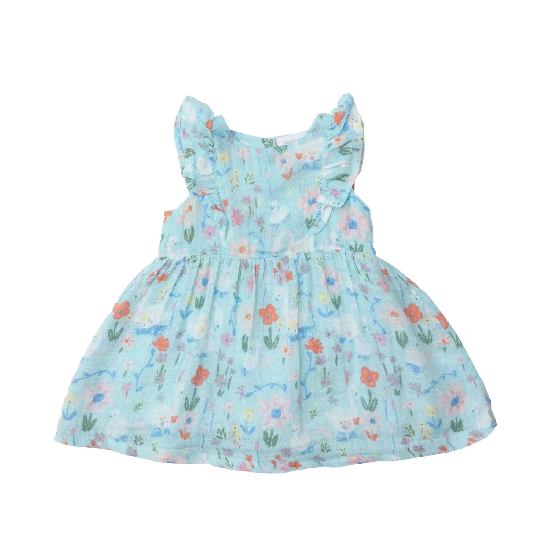 Ruffle Dress & Diaper Cover - Floral Swans | Angel Dear