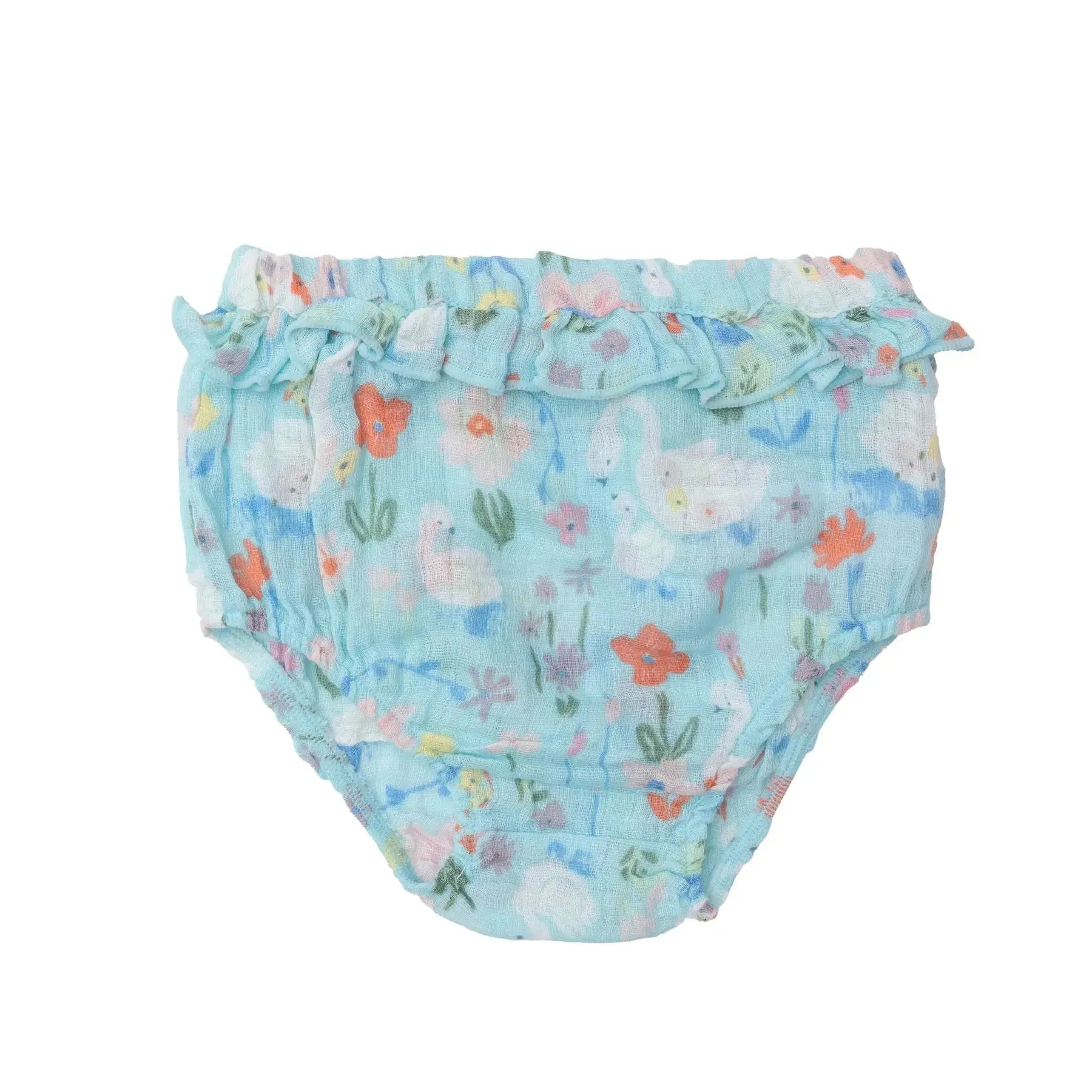 Ruffle Dress & Diaper Cover - Floral Swans | Angel Dear