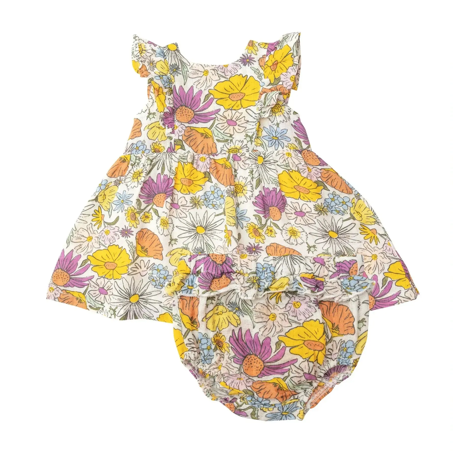 Ruffle Dress & Diaper Cover - Wildflowers | Angel Dear