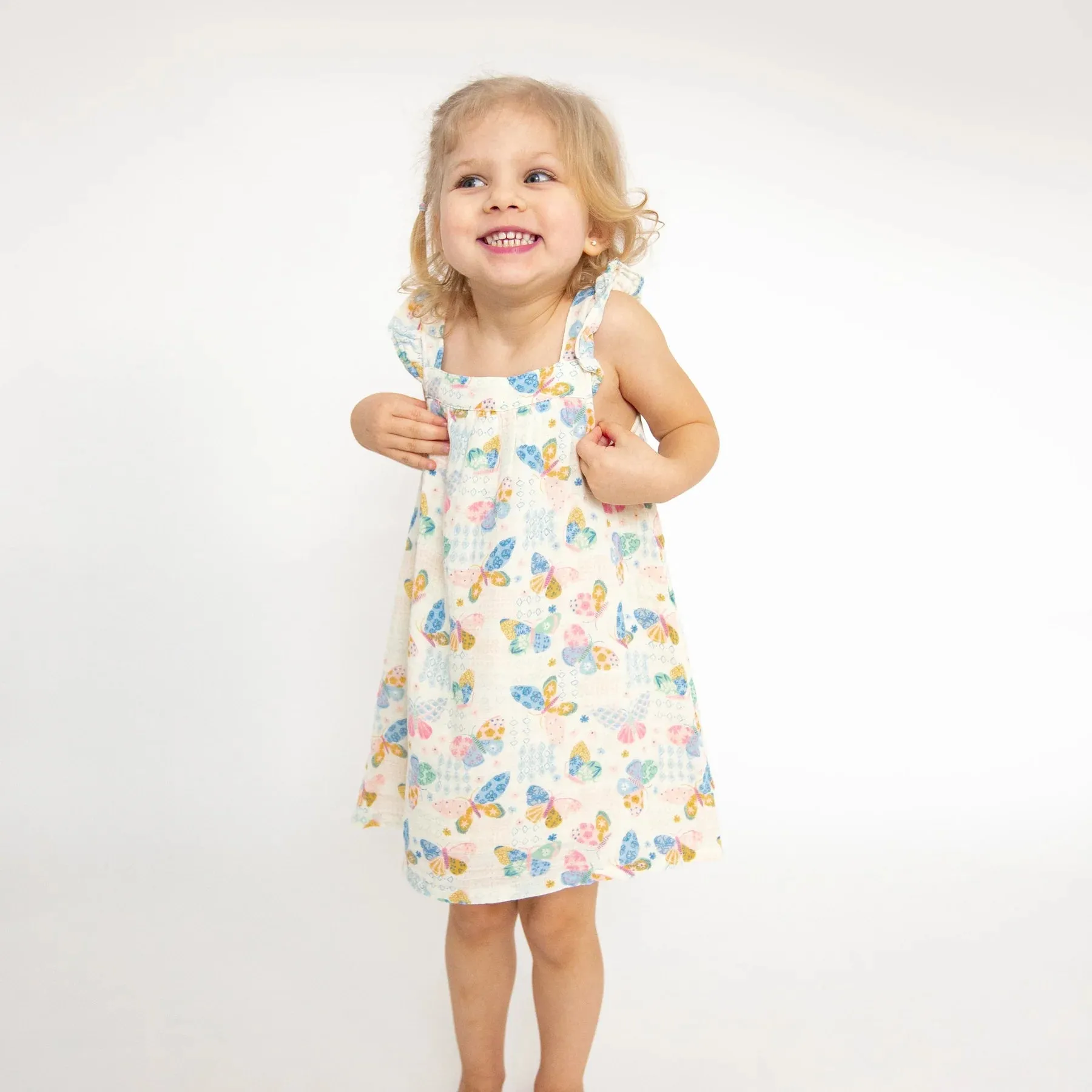 Sundress And Diaper Cover - Butterfly Patch | Angel Dear