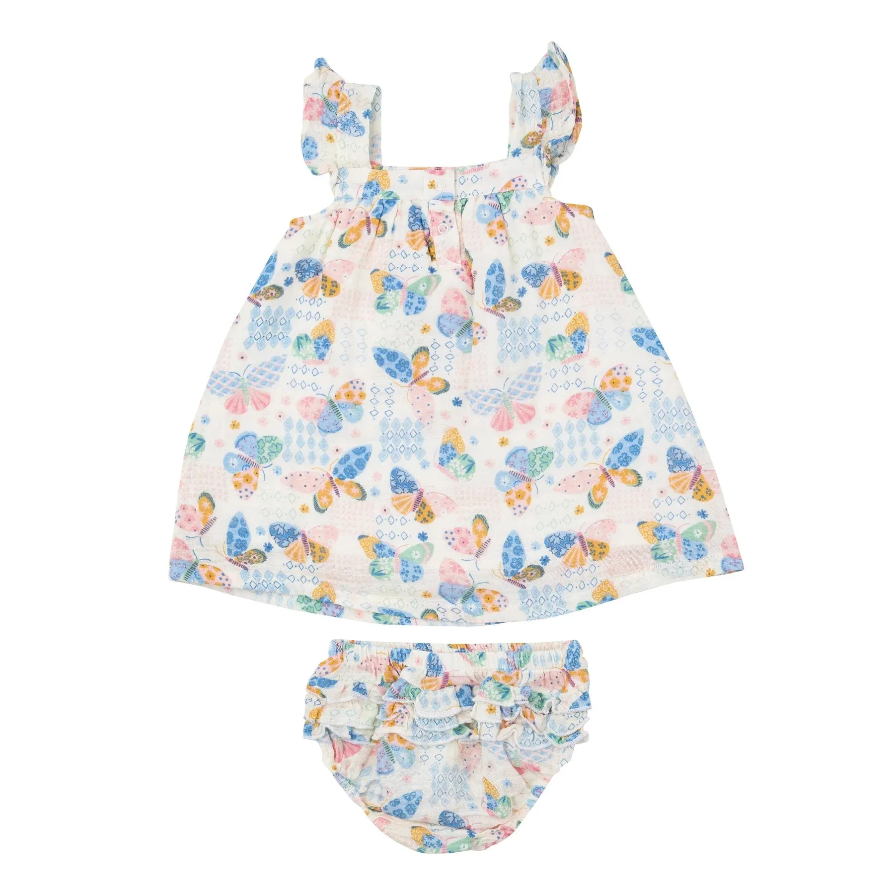 Sundress And Diaper Cover - Butterfly Patch | Angel Dear
